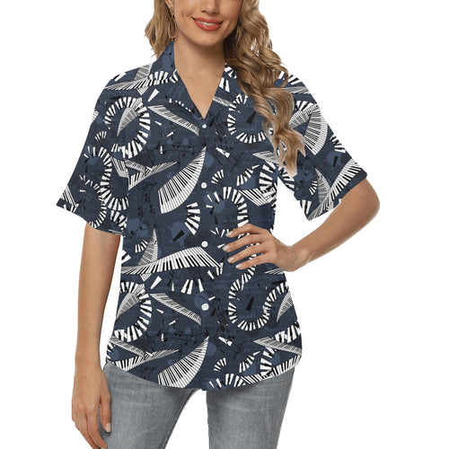 Piano Pattern Print Design 02 Women's All Over Print Hawaiian Shirt