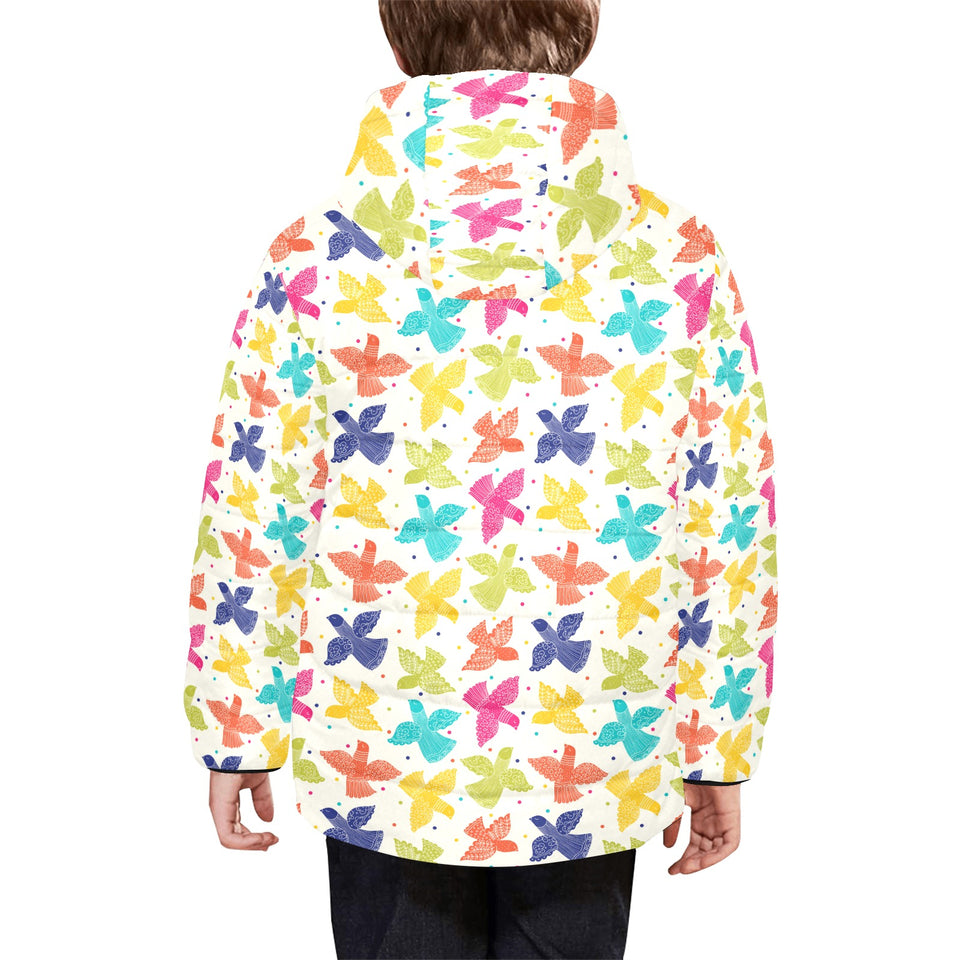 Pigeon Pattern Print Design 01 Kids' Boys' Girls' Padded Hooded Jacket
