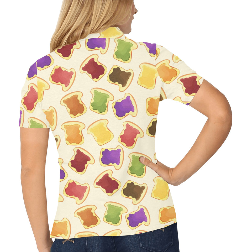 Bread Toast Pattern Print Design 02 Women's All Over Print Polo Shirt