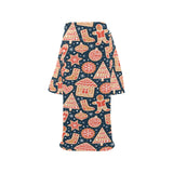Christmas gingerbread cookie pattern Blanket Robe with Sleeves