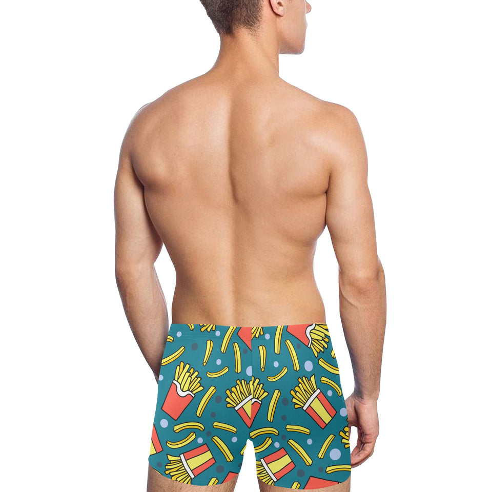 French fries red paper box pattern Men's Swimming Trunks