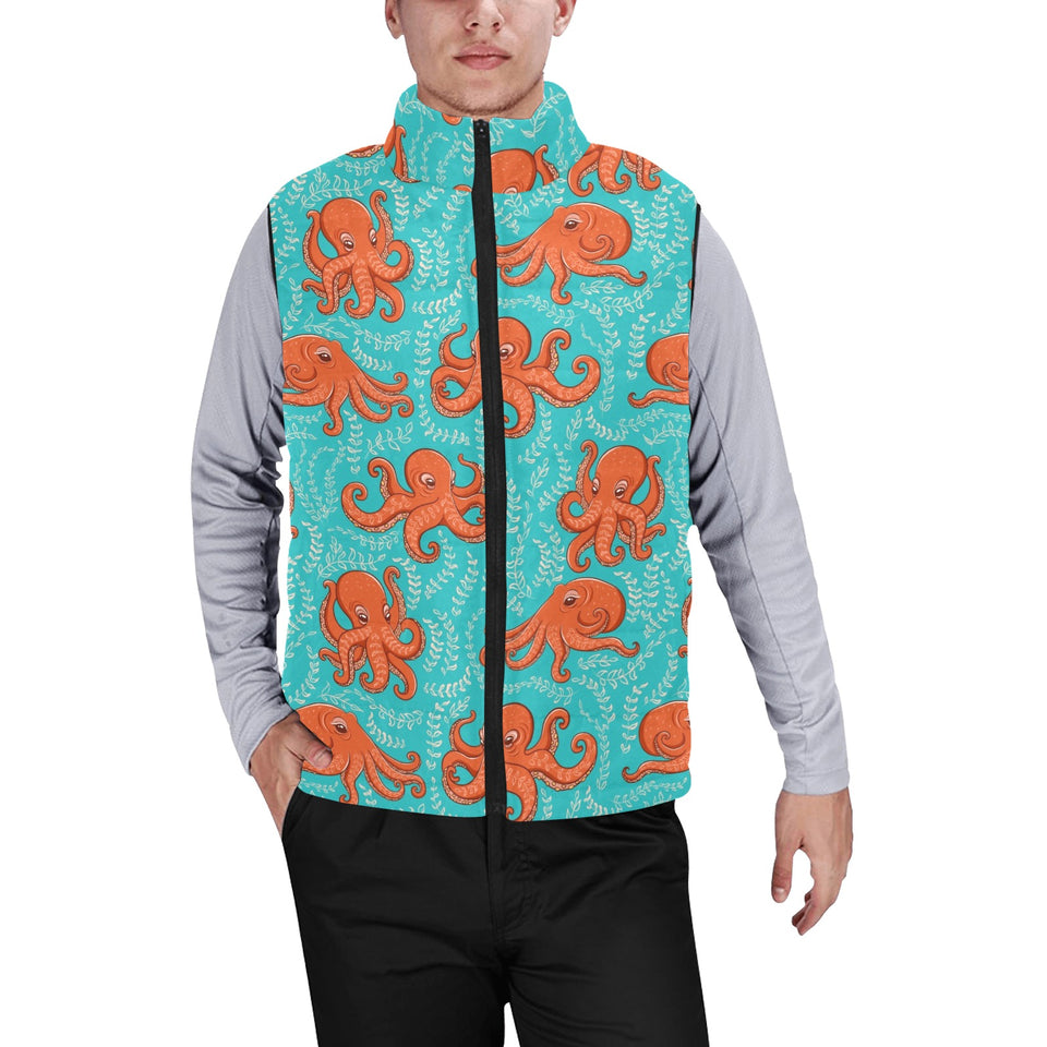Octopus turquoise background Men's Padded Vest