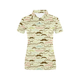 Mustache Beard Pattern Print Design 01 Women's All Over Print Polo Shirt