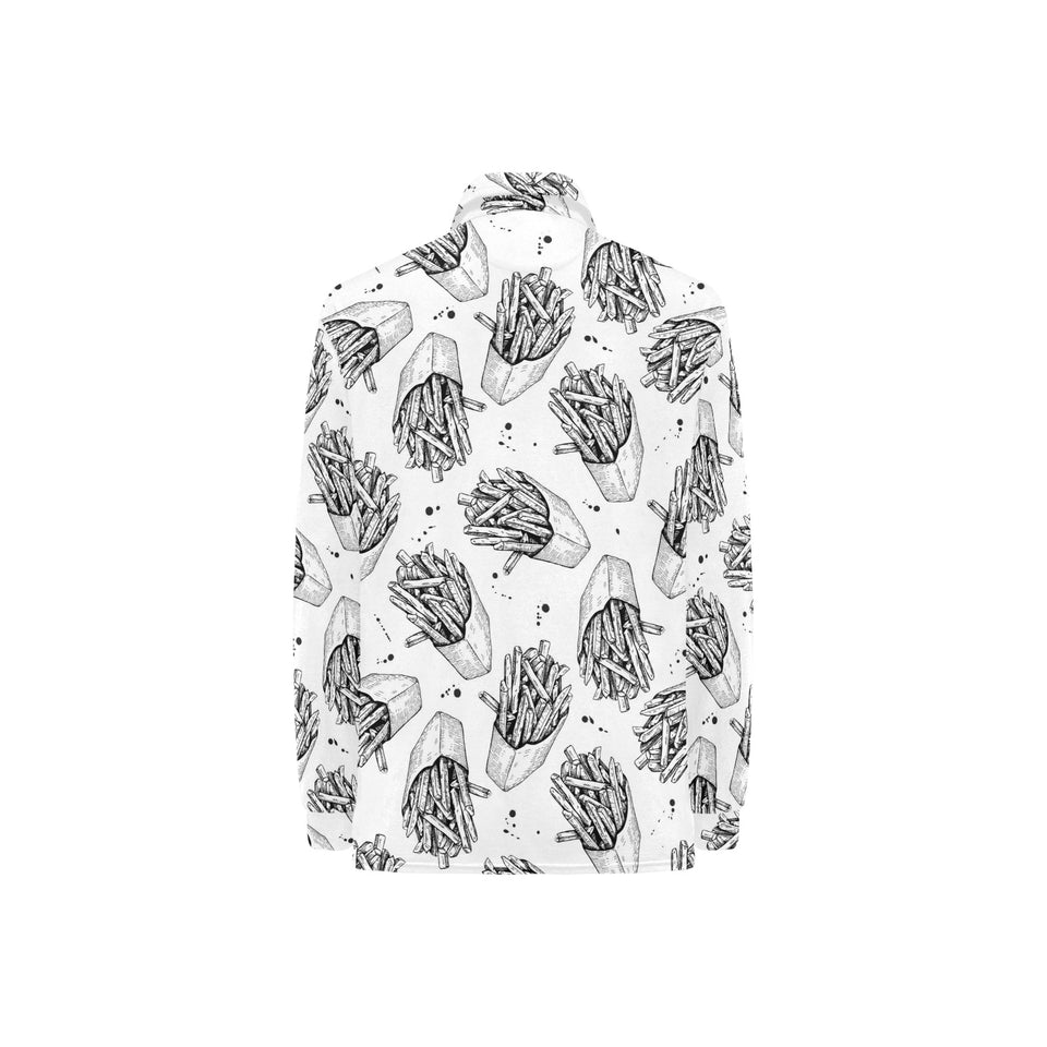 Hand drawn french fries pattern Women's Long Sleeve Polo Shirt