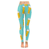 Beer pattern green background Women's Legging Fulfilled In US
