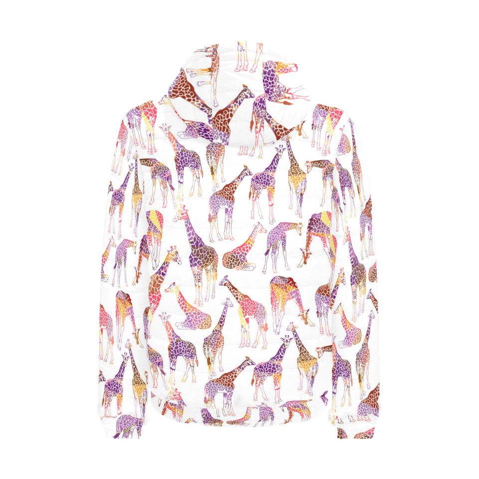 Giraffe Pattern Print Design 02 Men's Padded Hooded Jacket