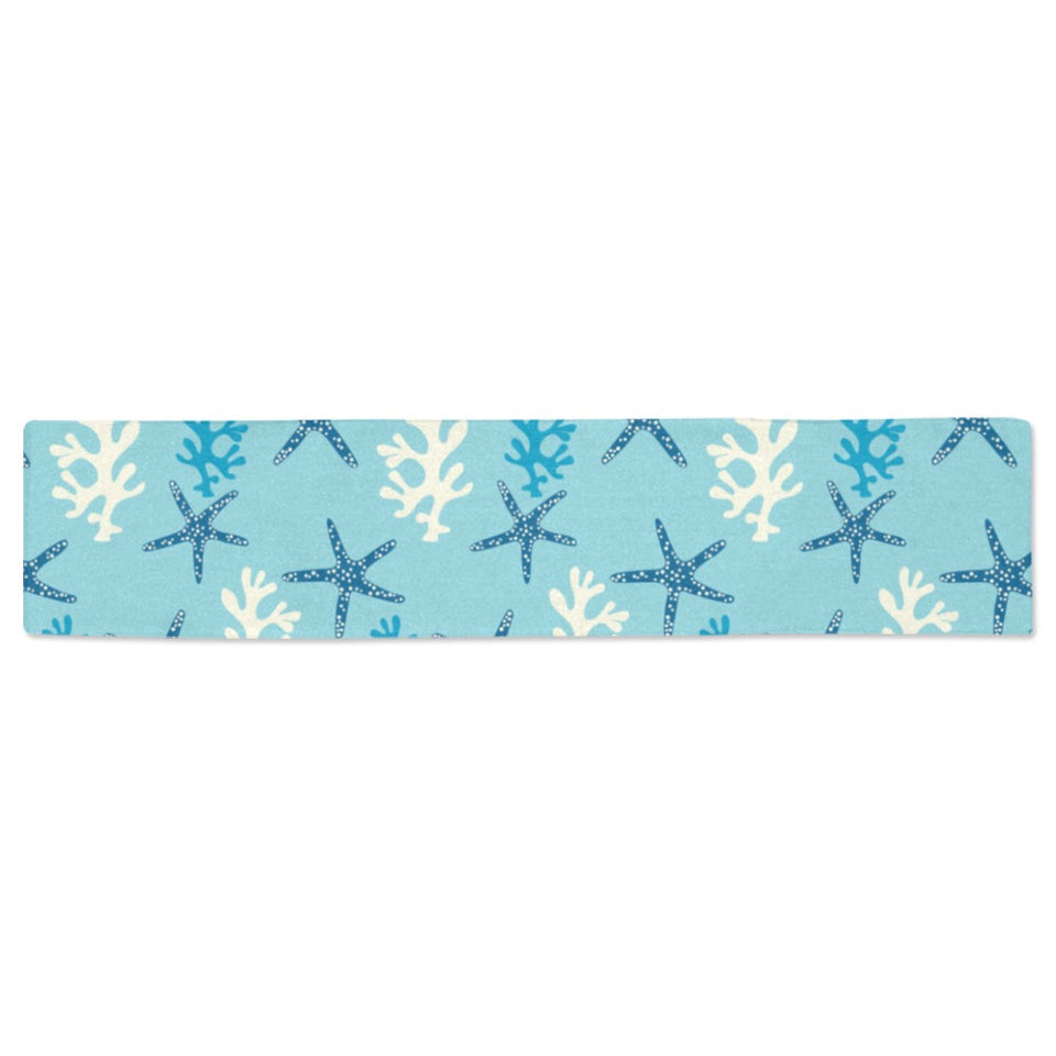 Blue starfish coral reef pattern Table Runner