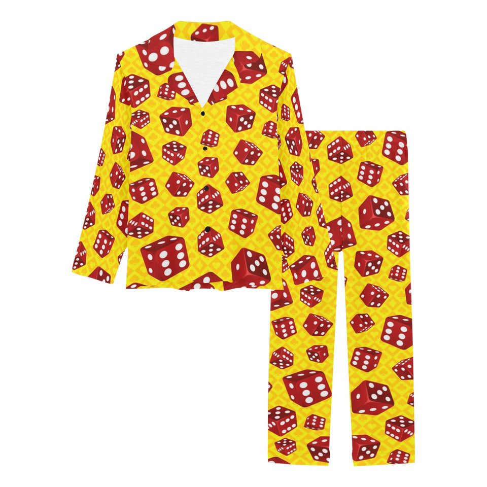 Dice Pattern Print Design 04 Women's Long Pajama Set