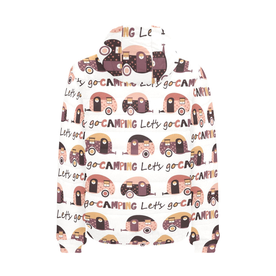 Camper Van Pattern Print Design 01 Men's Padded Hooded Jacket