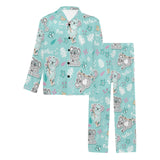Cute koalas blue background pattern Men's Long Pajama Set