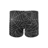 Spider web pattern Black background white cobweb Men's Swimming Trunks