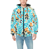 Cute sea otters fishe sea urchin pattern Men's Padded Hooded Jacket