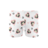 Cute pugs pink heart paw pattern Men's Swimming Trunks