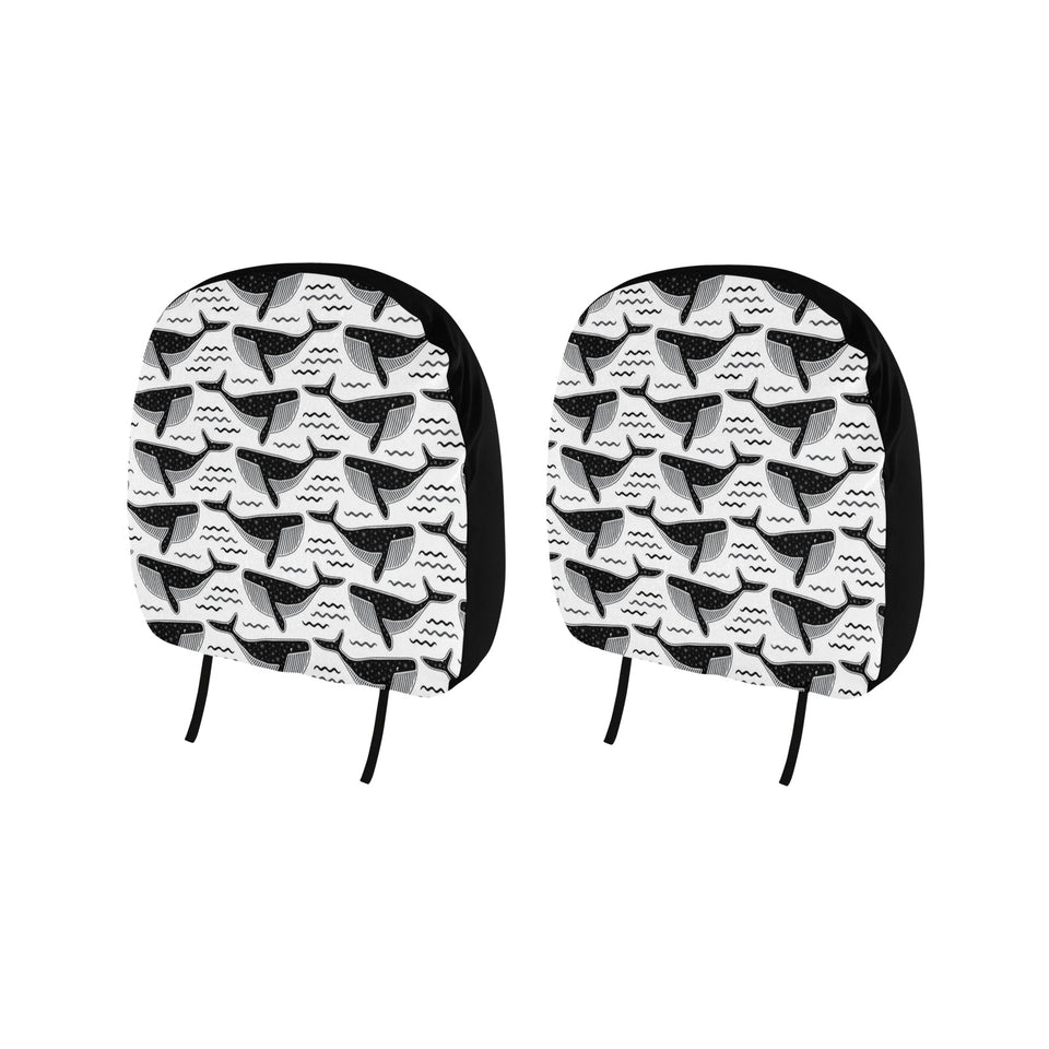 Black whale pattern Car Headrest Cover