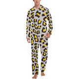 Gray Leopard print pattern Men's Long Pajama Set