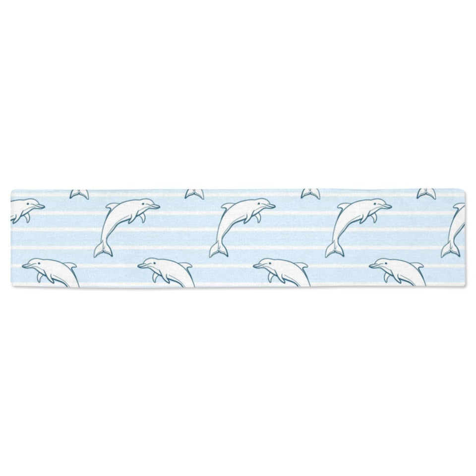 Dolphin blue striped background Table Runner