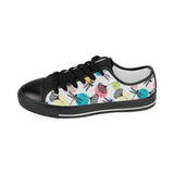 Dragonflies ginkgo leaves pattern Kids' Boys' Girls' Low Top Canvas Shoes Black