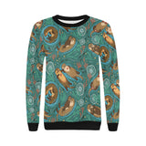 cute brown sea otters ornamental seaweed corals gr Women's Crew Neck Sweatshirt