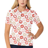 Lips Pattern Print Design 04 Women's All Over Print Polo Shirt
