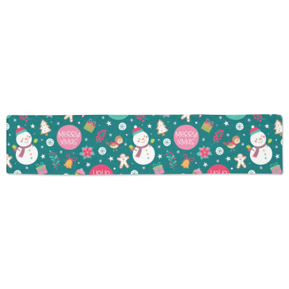 Snowman bird decorative elements christmas pattern Table Runner