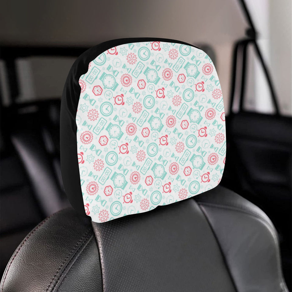 Clock time pattern blackground Car Headrest Cover