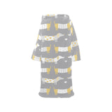 Cute dachshund dog pattern Blanket Robe with Sleeves