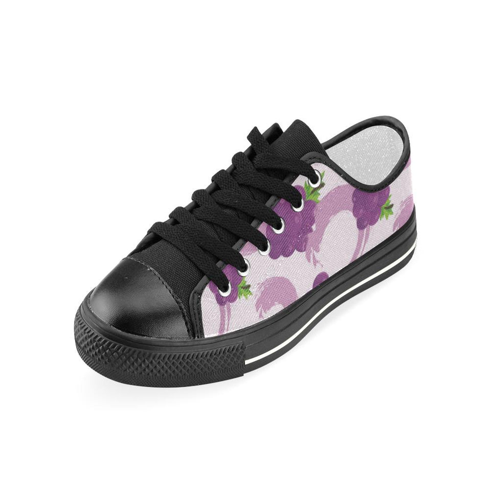 Cute Grape pattern Kids' Boys' Girls' Low Top Canvas Shoes Black