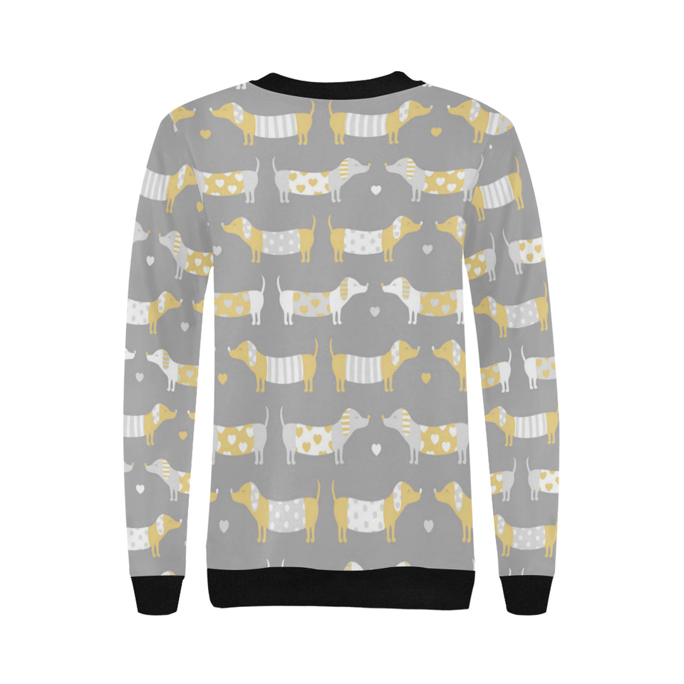 Cute dachshund dog pattern Women's Crew Neck Sweatshirt