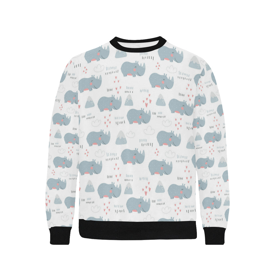 cute rhino heart pattern Men's Crew Neck Sweatshirt