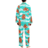 Octopuses sea wave background Men's Long Pajama Set
