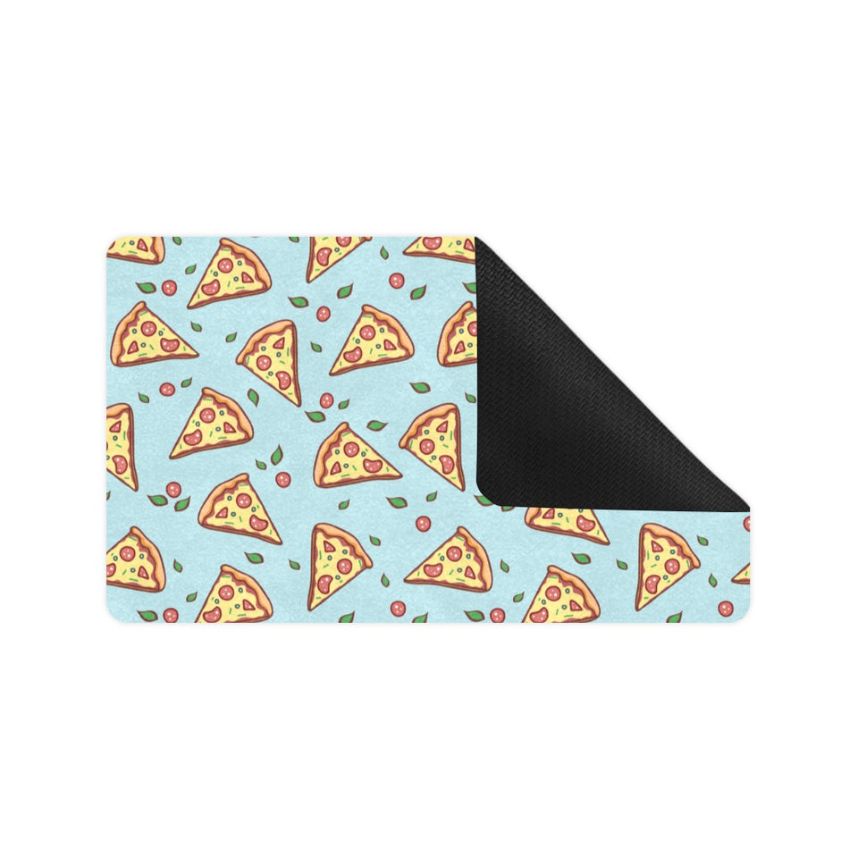 Hand drawn pizza blue background Doormat