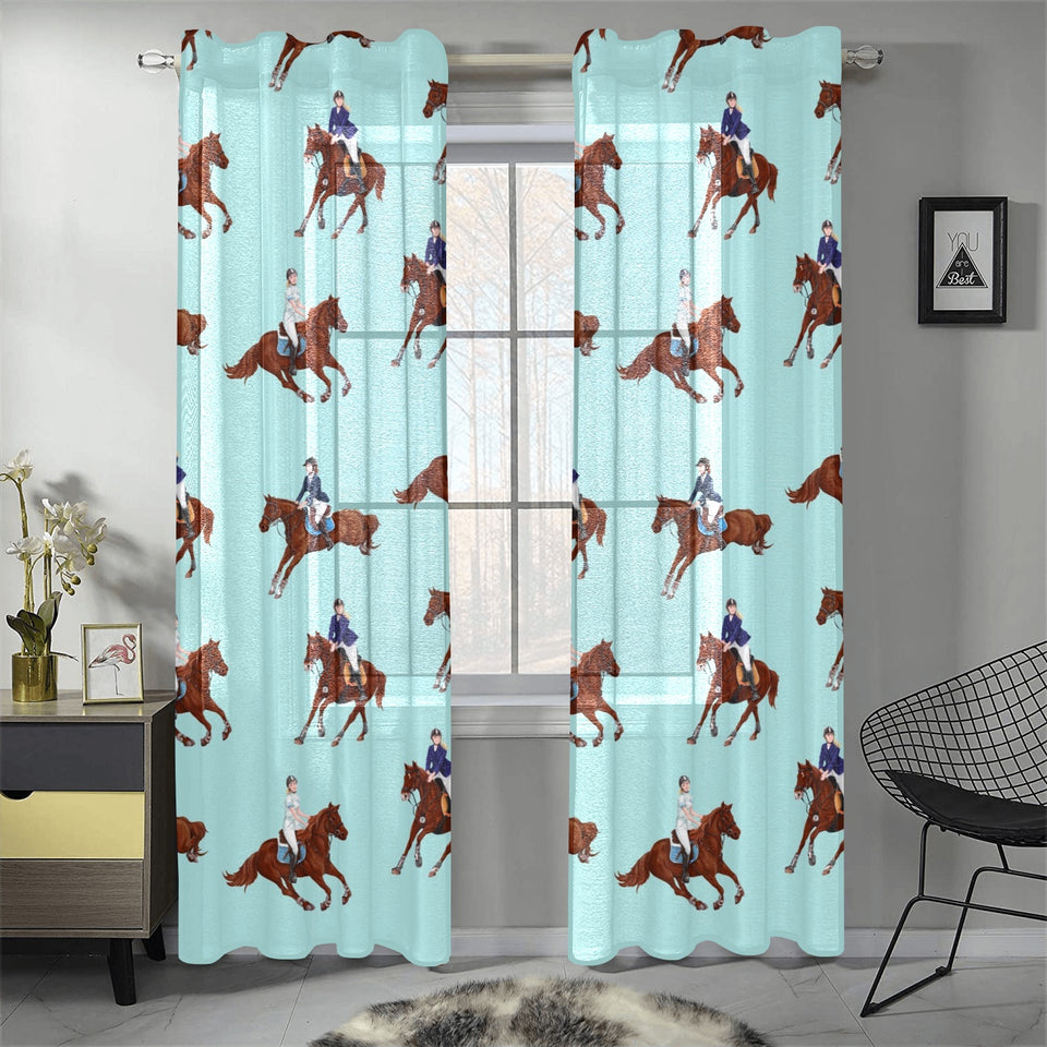 Horses running horses rider pattern Gauze Curtain