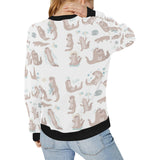 Cute sea otters pattern Women's Crew Neck Sweatshirt