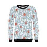 Bowling ball bowling pins blue blackground Women's Crew Neck Sweatshirt