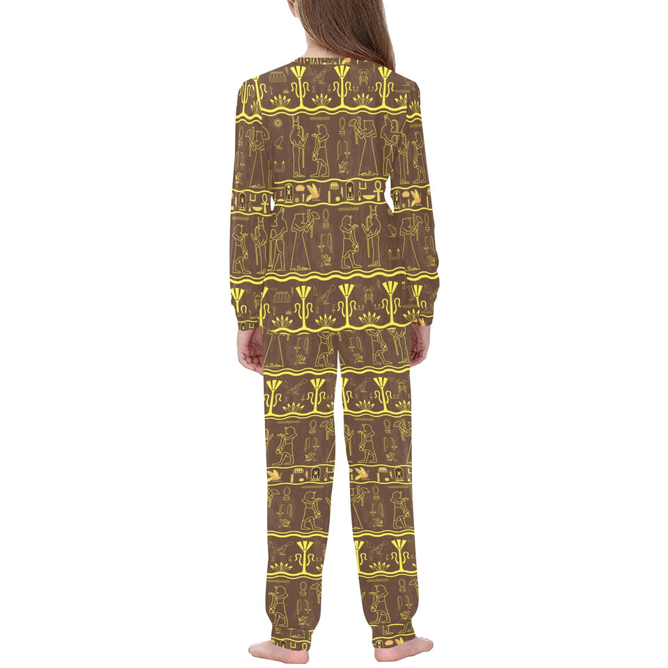 Egypt Hieroglyphics Pattern Print Design 03 Kids' Boys' Girls' All Over Print Pajama Set