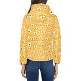 Lion Pattern Print Design 03 Women's Padded Hooded Jacket