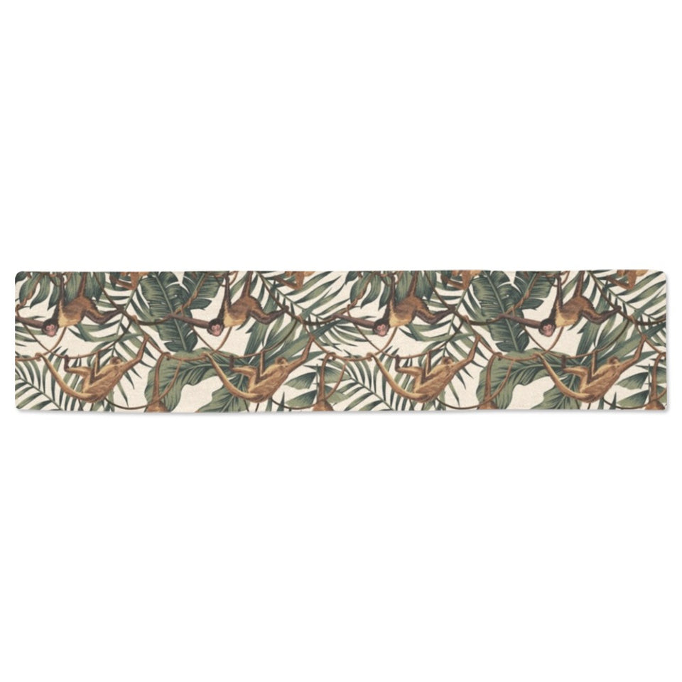 Monkey tropical leaves background Table Runner
