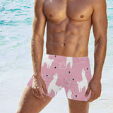 Llama Alpaca pink background Men's Swimming Trunks