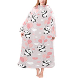 Cute panda ballon heart pattern Blanket Robe with Sleeves