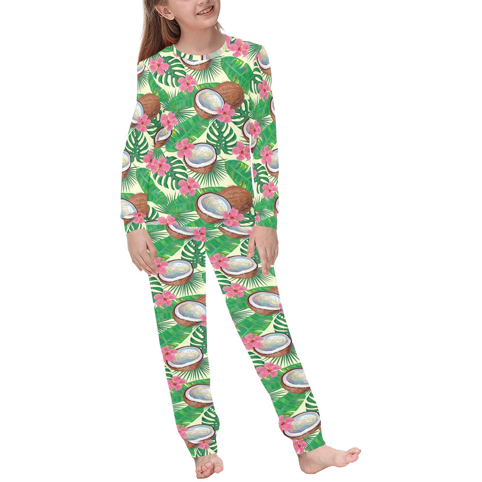 Coconut Pattern Print Design 01 Kids' Boys' Girls' All Over Print Pajama Set