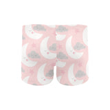 Cute moon cloud star pattern pink dot background Men's Swimming Trunks