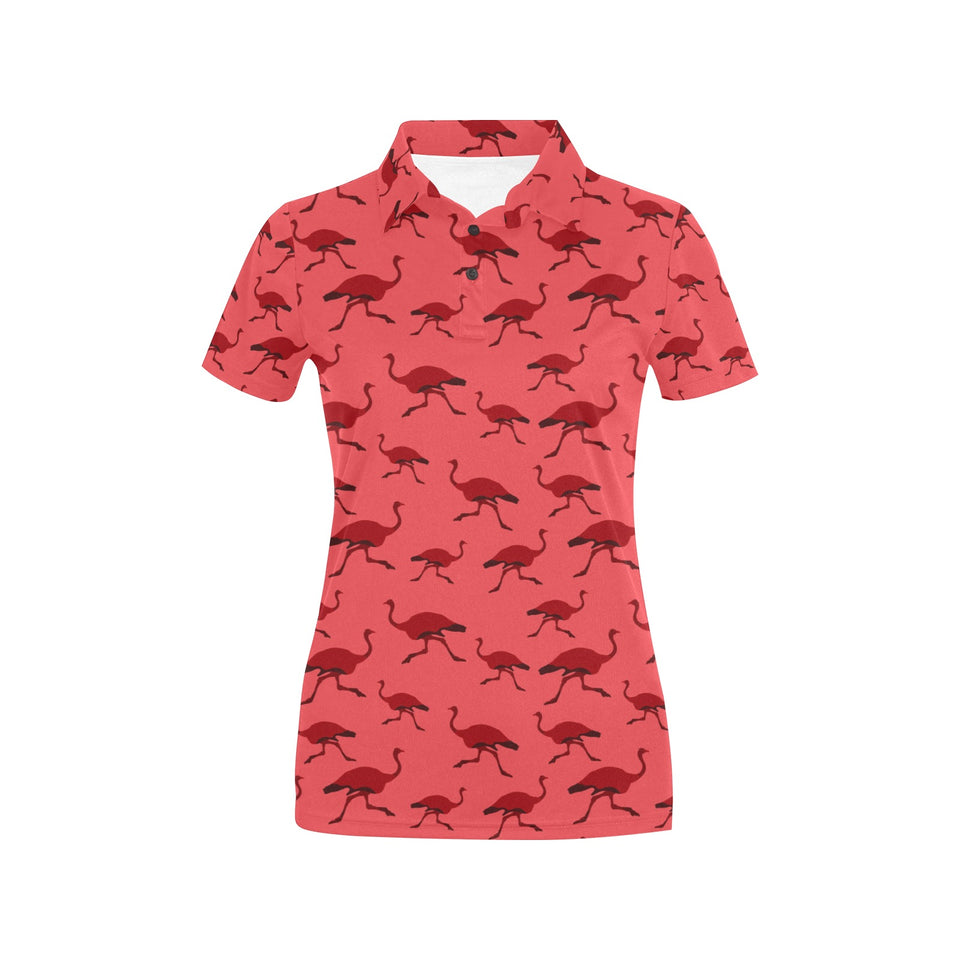 Ostrich Pattern Print Design 03 Women's All Over Print Polo Shirt