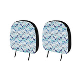 zigzag chevron blue pattern Car Headrest Cover