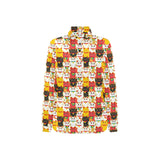 Colorful Maneki neko cat pattern Women's Long Sleeve Polo Shirt