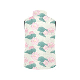 Pink lotus waterlily leaves pattern Men's Padded Vest