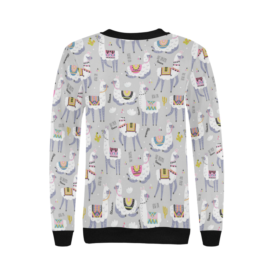 Cute Llama Alpaca pattern Women's Crew Neck Sweatshirt