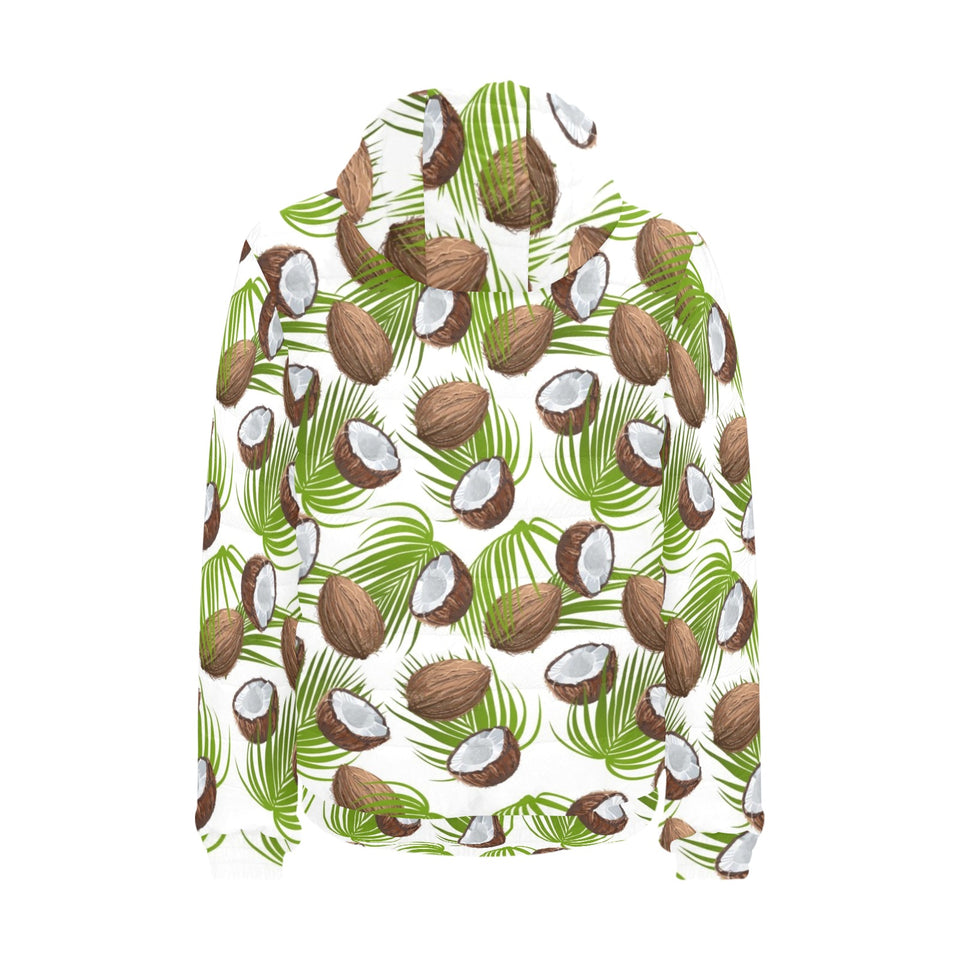 Coconut Pattern Print Design 04 Men's Padded Hooded Jacket