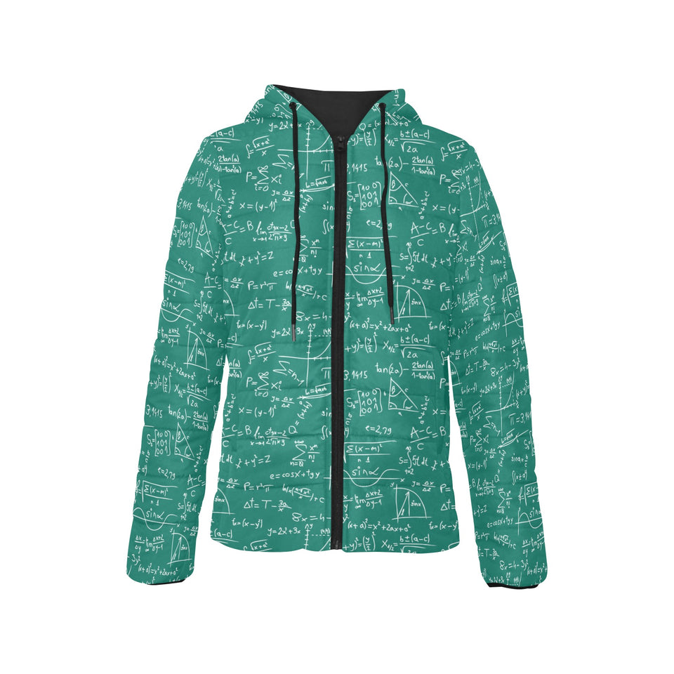 Math Pattern Print Design 01 Women's Padded Hooded Jacket