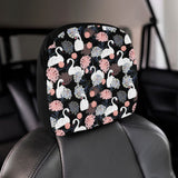 white swan blooming flower pattern Car Headrest Cover