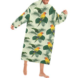 Beautiful parrot palm leaves pattern Blanket Robe with Sleeves